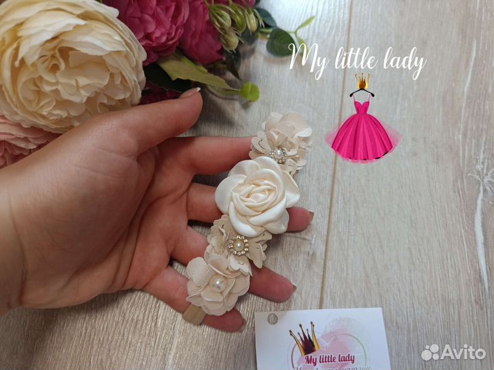 Повязка на голову цветы для малышки новая