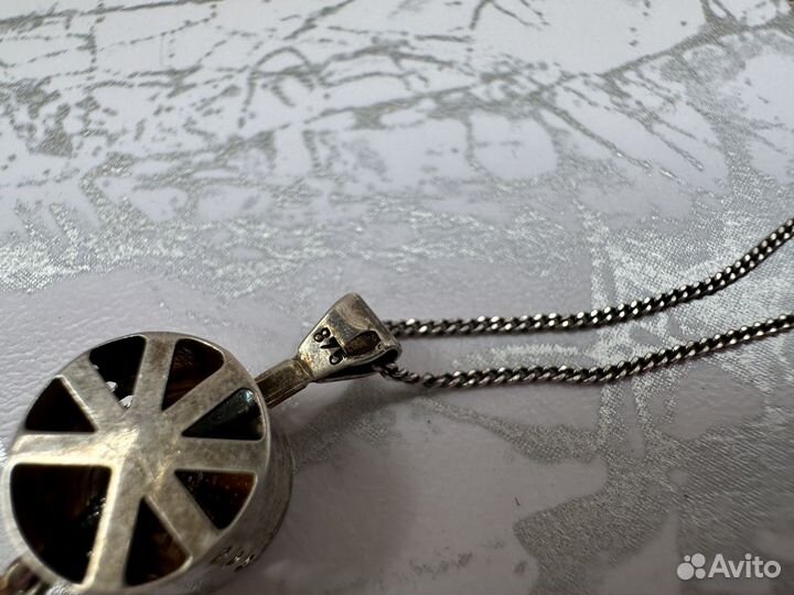 Цепочка с кулоном серебро 875 бриллиант патина вин