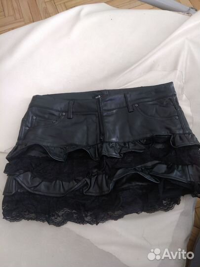 Юбка р 42-44 кожзам с кружевом