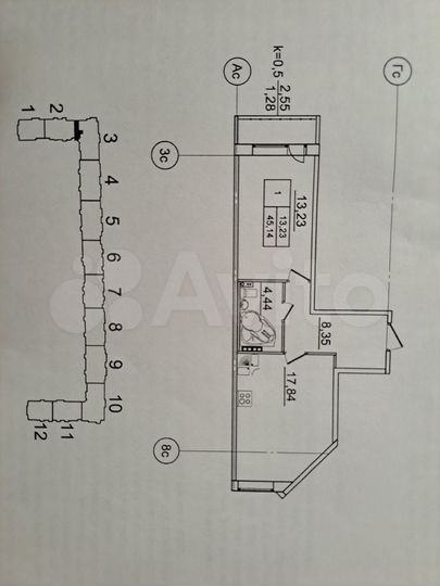 1-к. квартира, 45 м², 1/5 эт.