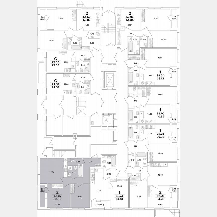 2-к. квартира, 59 м², 1/12 эт.