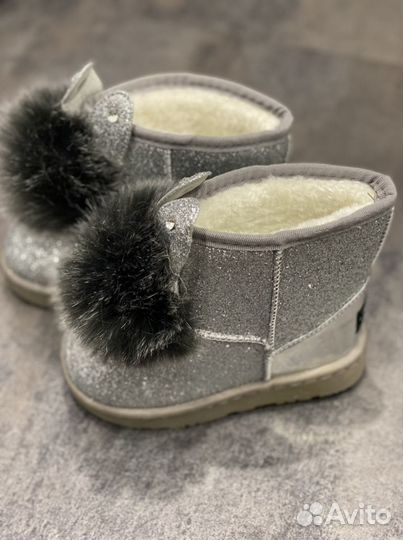 Угги детские серебристые