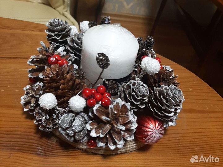 Венок новогодний подсвечник