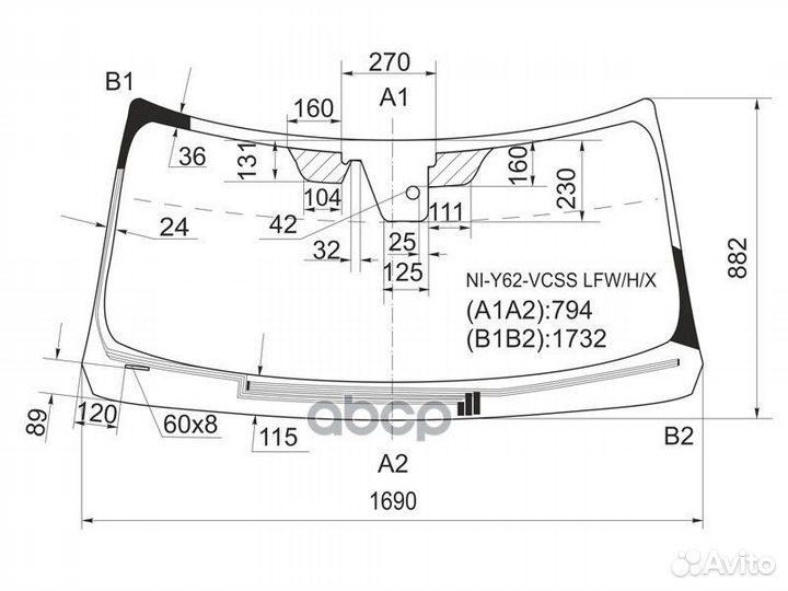 Стекло лобовое с обогревом щеток + дд + камера