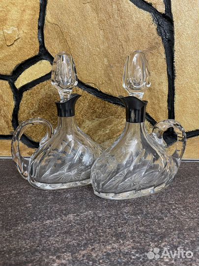 Штоф графин хрустальный с серебром