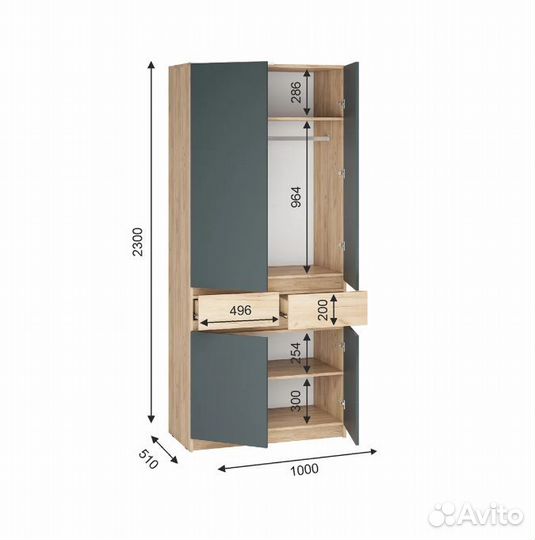 Шкаф Стоуби Серый графит 1м