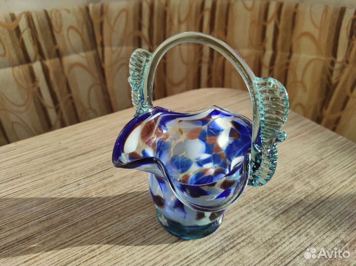 Ваза конфетница цветное стекло СССР