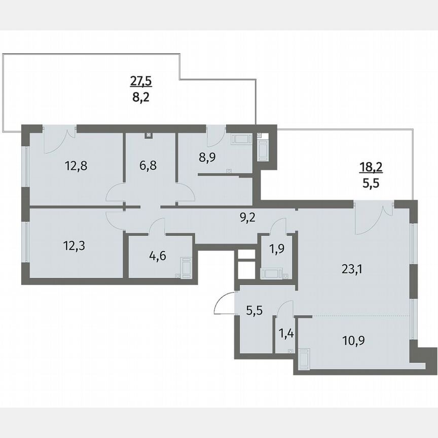 3-к. квартира, 111,1 м², 6/6 эт.