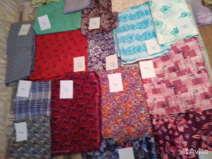 Отрезы тканей (ситец, сатин, хлопок, лен, шерсть)