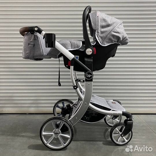 Коляска трансформер 3 в 1, Luxmom 608, серый ткань