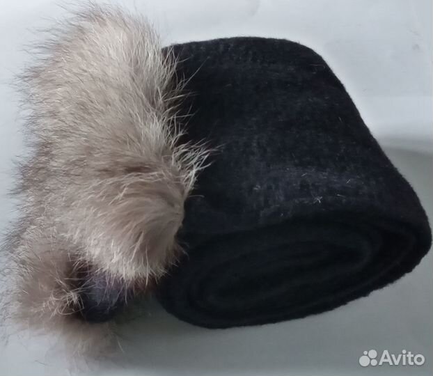 Шарф из шерсти с натуральным мехом