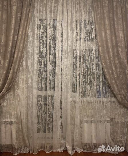 Тюль мрамор новая готовая