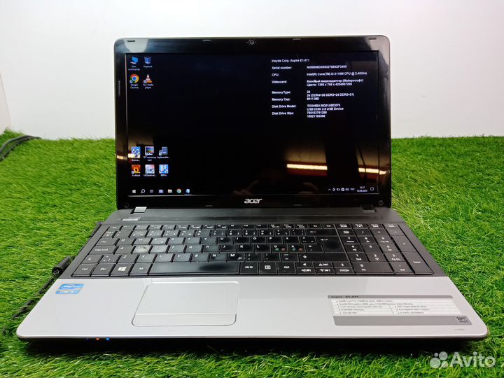 Ноутбук acer aspire e1-571 i3/8gb/hdd750gb/hd15