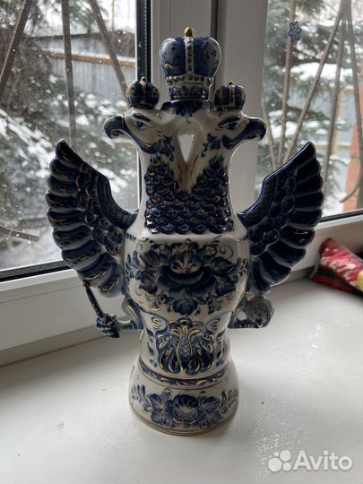 Штоф двуглавый орел гжель