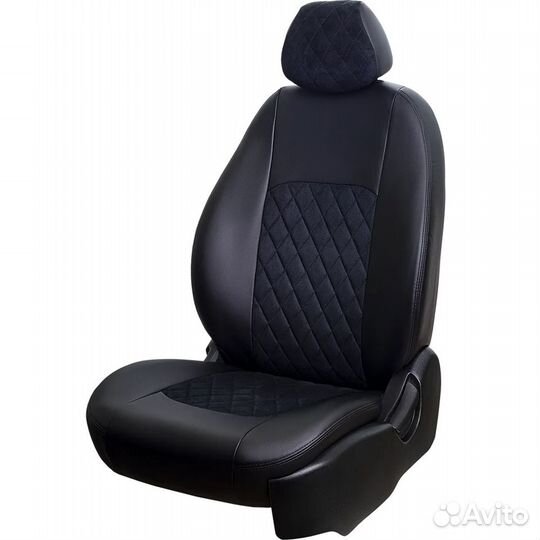 Чехлы Renault Duster 2 чёрный ромб комбинированные