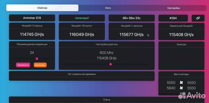 Прошивка AntMiner S19 95Th