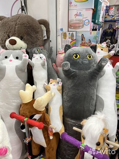 Мягкие игрушки кот батон, хаски, мишки