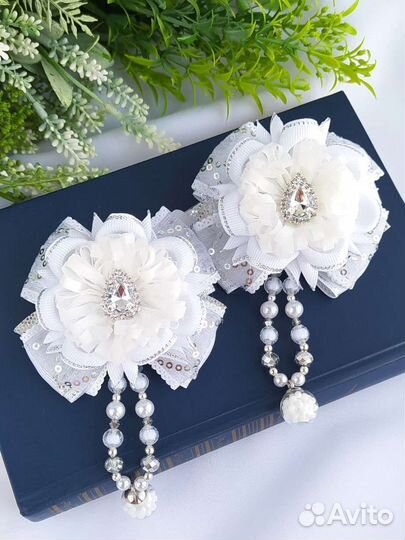 Банты для волос белые