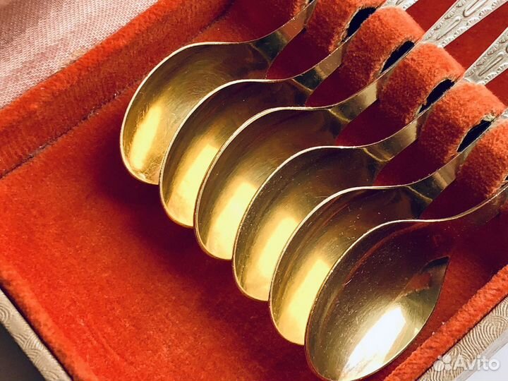 Чайные ложки СССР мельхиор позолота (1968)