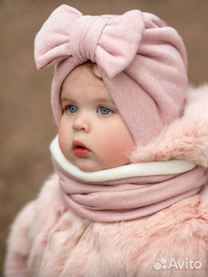 Десткая шапка со снудом для девочки зимняя