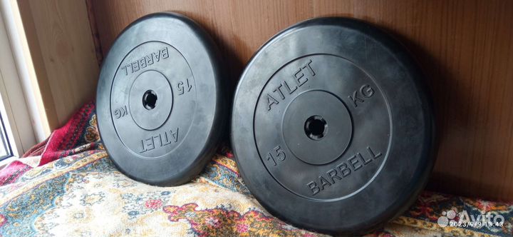 Диски (Блины) для штанги 15кг mb barbell atlet