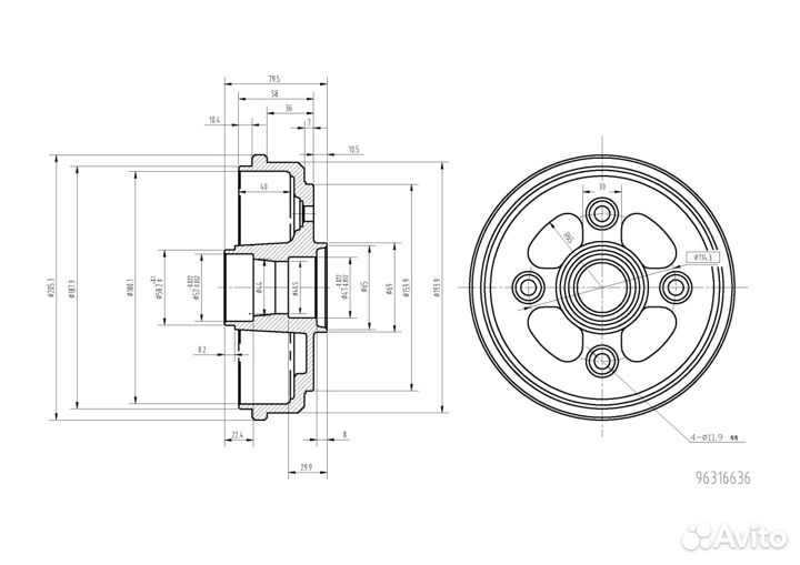 Барабан тормозной задний Дэу Матиз