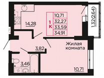 1-к. квартира, 33,6 м², 9/9 эт.