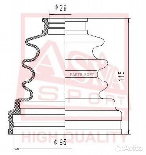 Asva asbt64 пыльник шрус (комплект без смазки) 30x