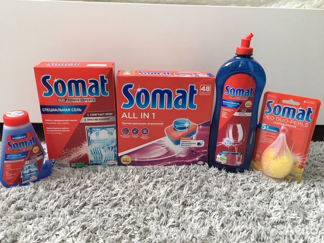 Таблетки и ополаскиватель Somat для ппм