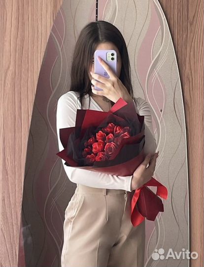 Букет роз из атласных лент