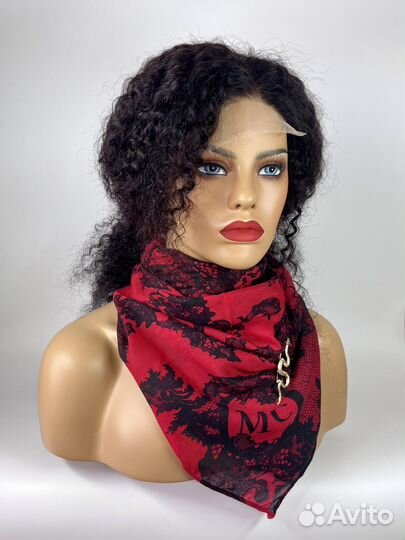 Парик натуральный черный афро-кудри 50-55 см