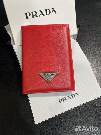 Обложка на паспорт Prada кожа красная