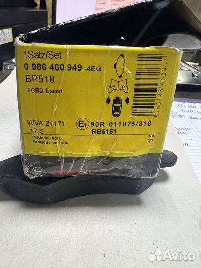 Колодки тормозные передние Ford Escort V, VI, VII