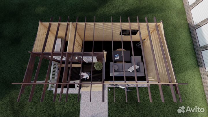 Садовый домик с террасой «Ривьера»