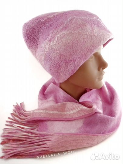 Шапочка и шарфик валяные из шерсти