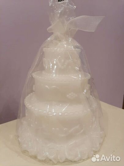 Свеча свадебный торт белая 18 см