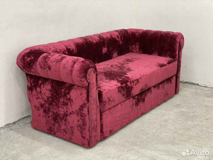 Диван Честер раскладной в ткани велюр