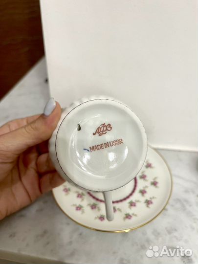 Чайная пара фарфор с позолотой