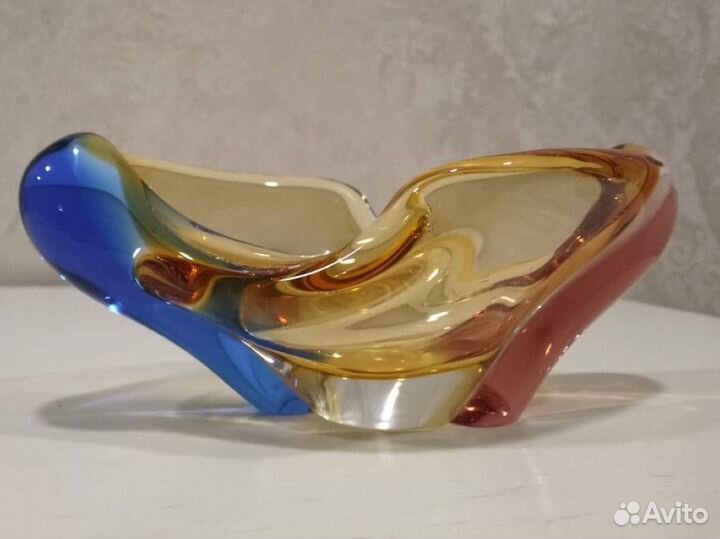 Пепельница/вазочка цветное стекло Чехословакия