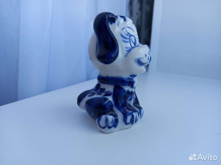 Статуэтка фигурка Собака гжель, 7.5 см