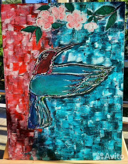 Картина акрилом-колибри