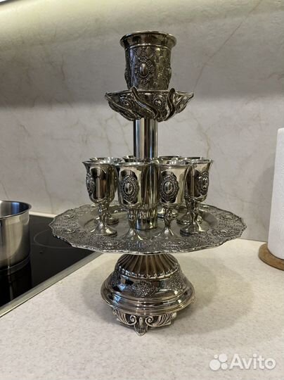 Набор мельхиор рюмки подставка (фруктовница)