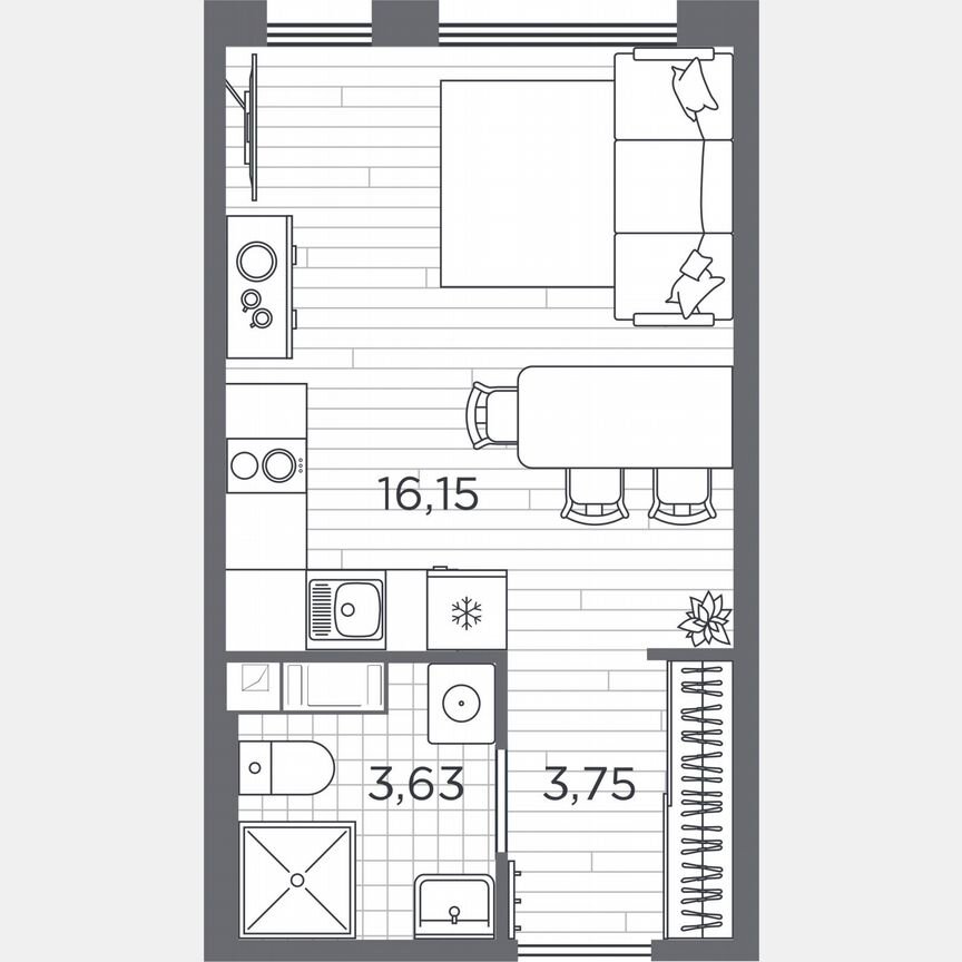 Квартира-студия, 23,5 м², 3/5 эт.
