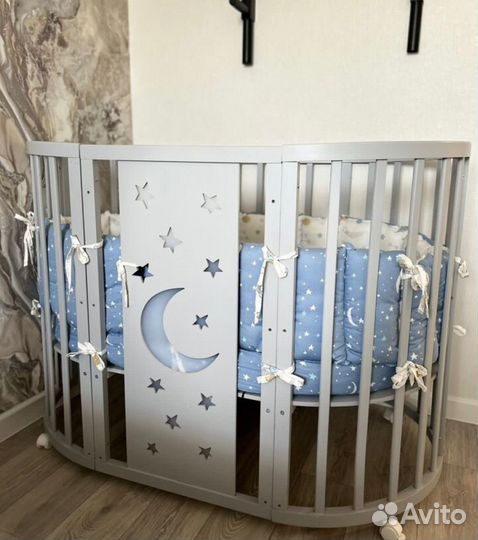 Детская кроватка трансформер круглая