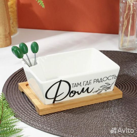 Блюдо на подставке «Дом там, где радость», 15,5 х