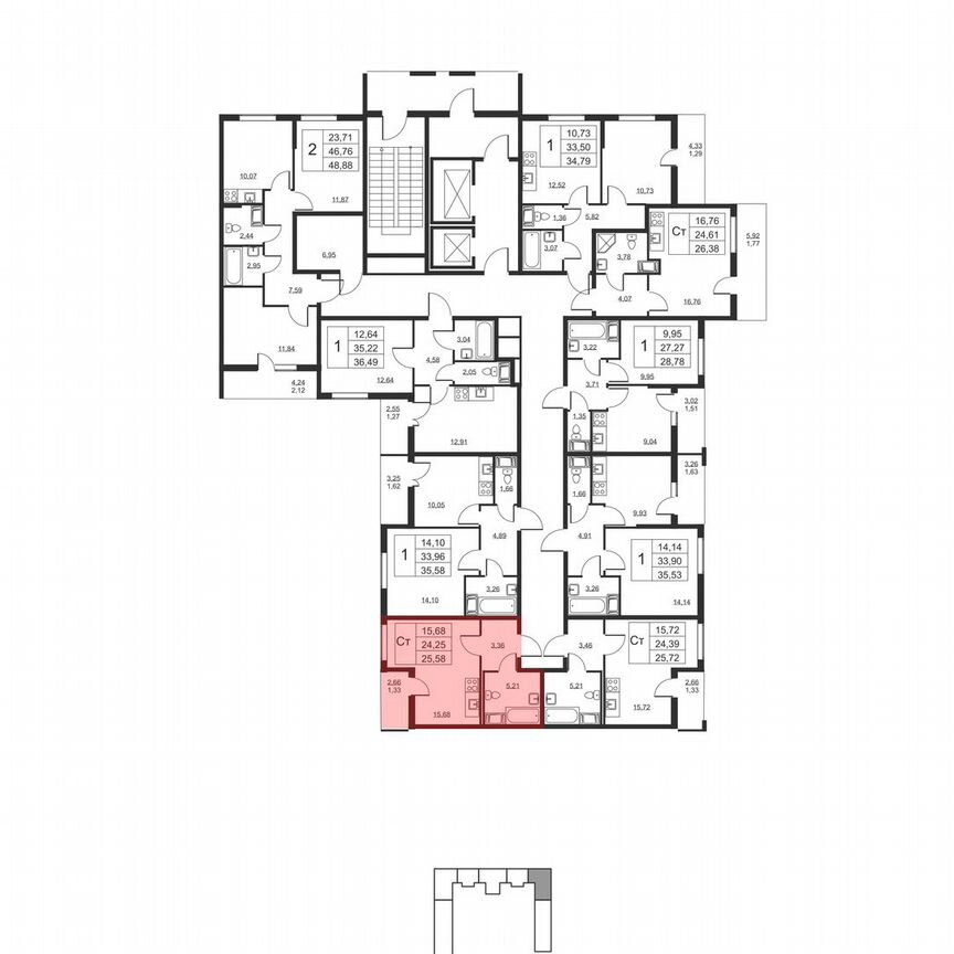 Квартира-студия, 25,6 м², 10/19 эт.