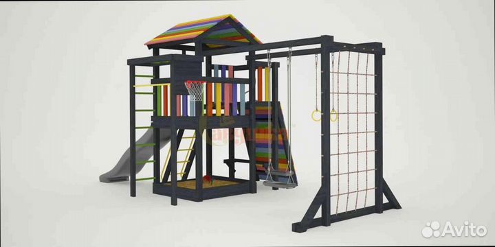 Детские площадки домики качели горка