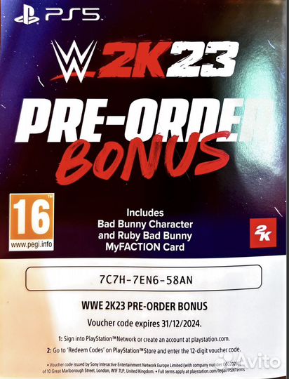 Диск 2k23 Реслинг на ps5