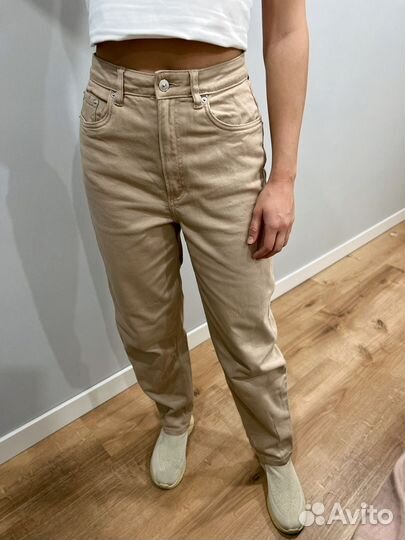 Джинсы бежевые divided h&m одежда 36 42-44