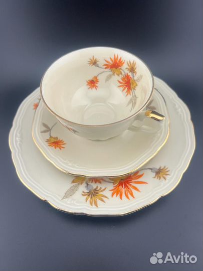 Чайное трио фарфор Wallendorf цвет Айвори